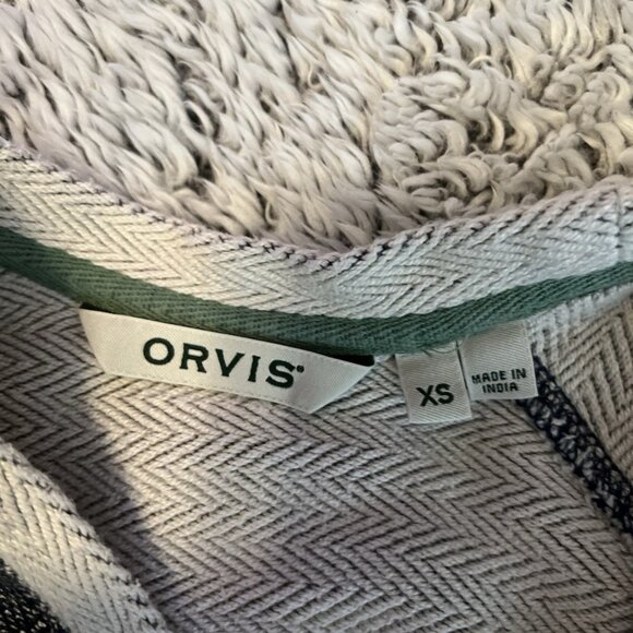 Orvis 100% Thick Cotton Tweed Women’s XS Sweater Top With Green Trim - Picture 5 of 8